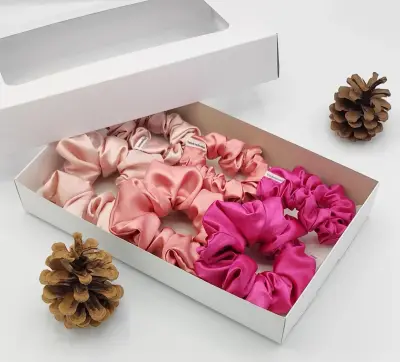 Scrunchies gumičky saténové ve starorůžové - 6ks