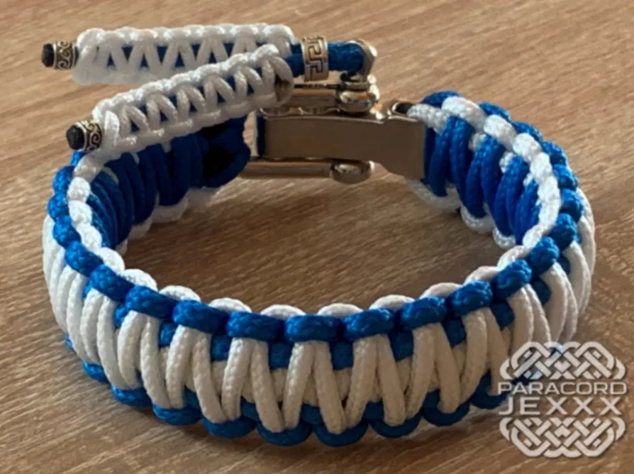 Paracord náramek (20,5 cm) blue - white