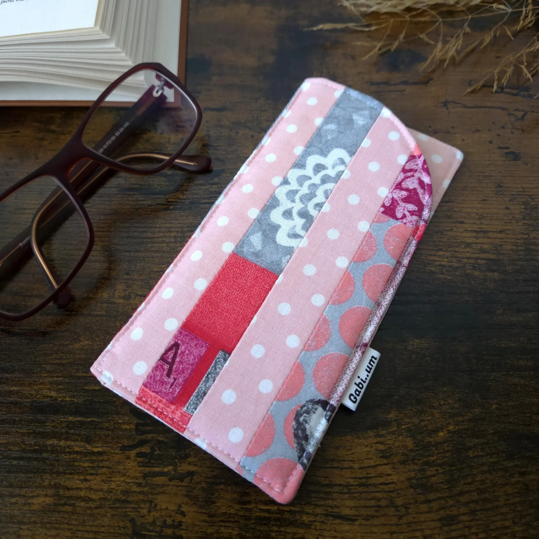Měkké pouzdro na brýle| patchwork do růžova