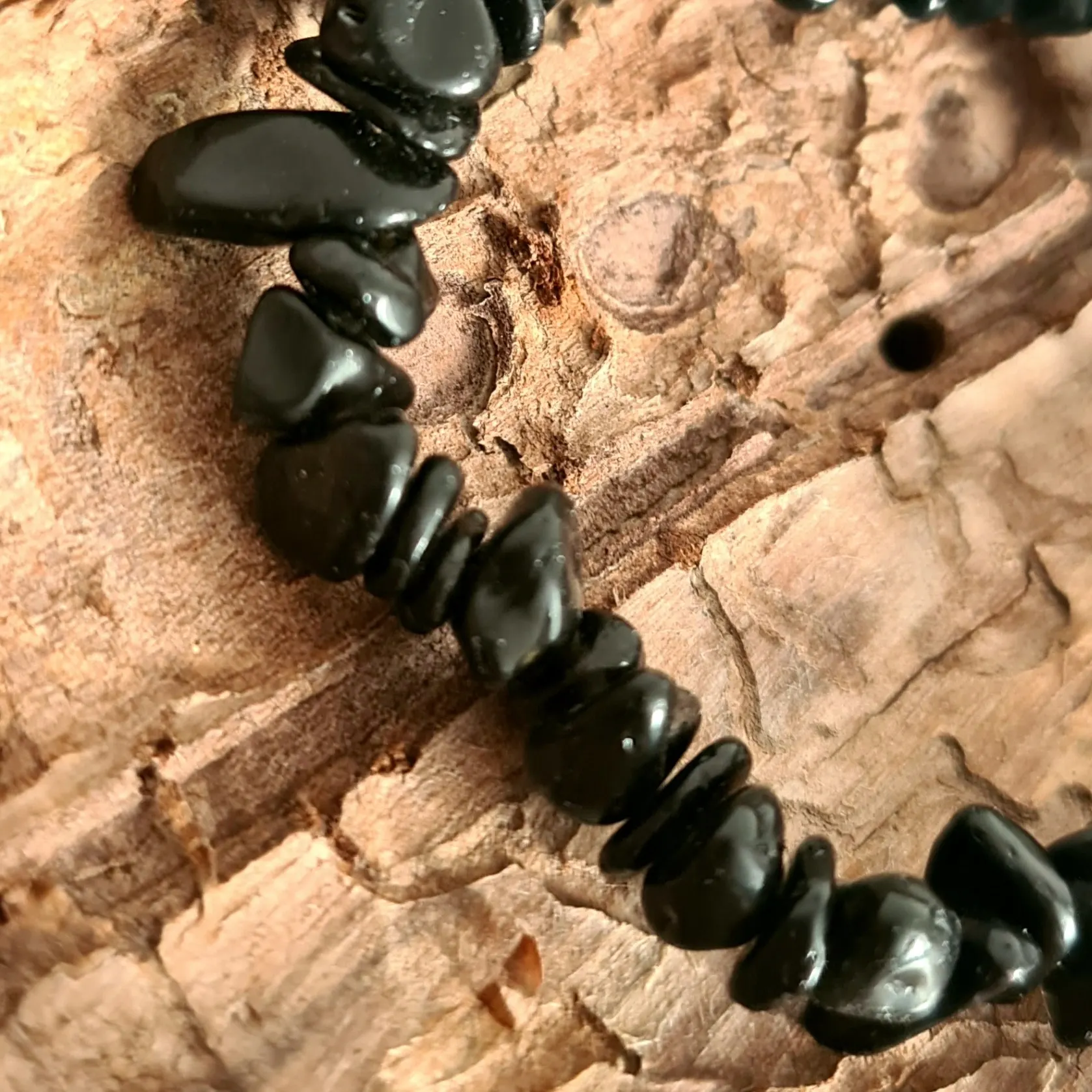 Náramek - zlomky - Černý obsidián 2