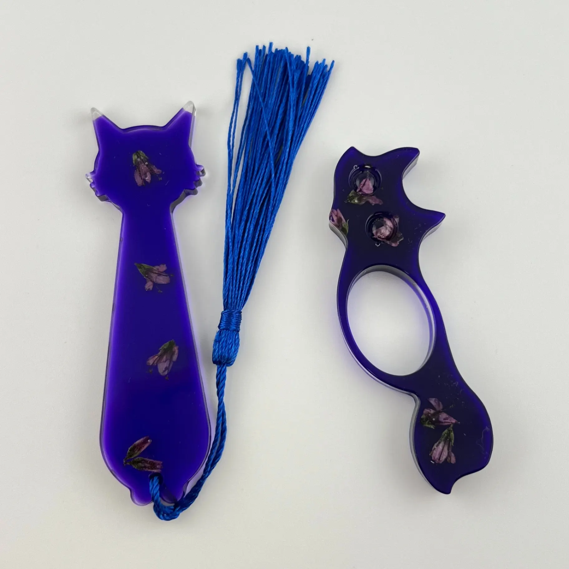 Set záložek, pryskyřice, květy, kočka, liška